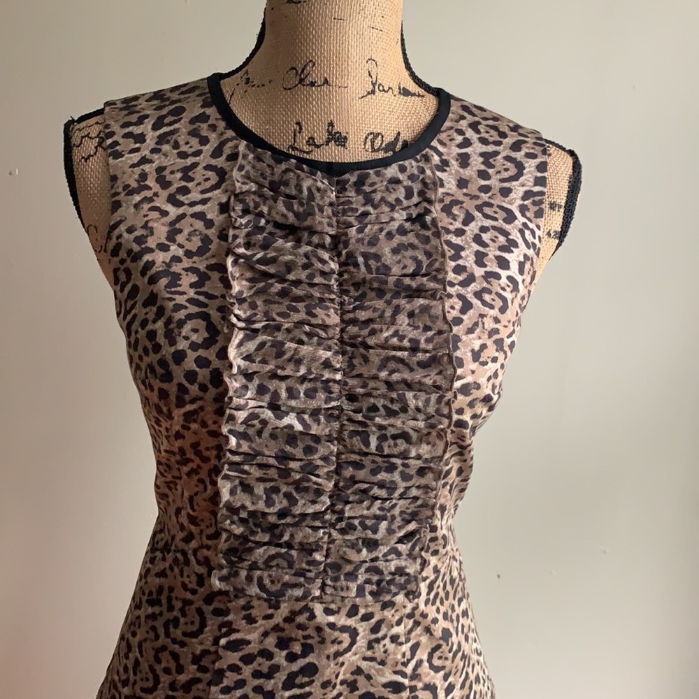 Elie Tahari leapord print sheath dress ruffle 2 - Picture 11 of 11